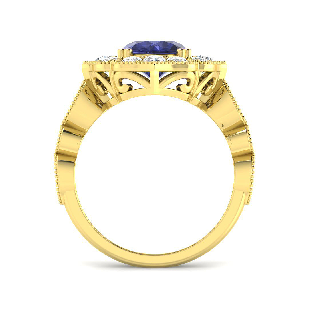 9ct Yellow Gold Oval Tanzanite and Diamond Ring 2