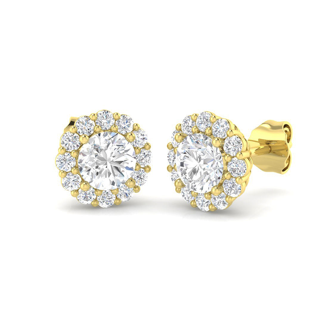 9ct Yellow Gold Round Lab Grown Diamond Earrings 1