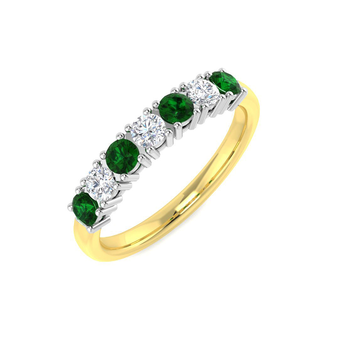 9ct Two Tone Round Emerald and Diamond Ring 1
