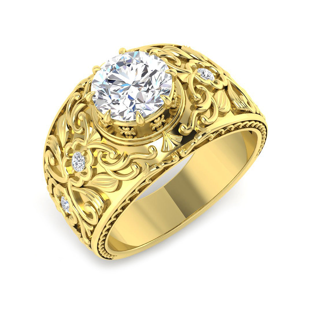 9ct Yellow Gold Round Lab Grown Diamond Ring 1