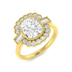 9ct Yellow Gold Baguette and Cushion Cvd Old Cut and Lab Grown Diamond Ring 1