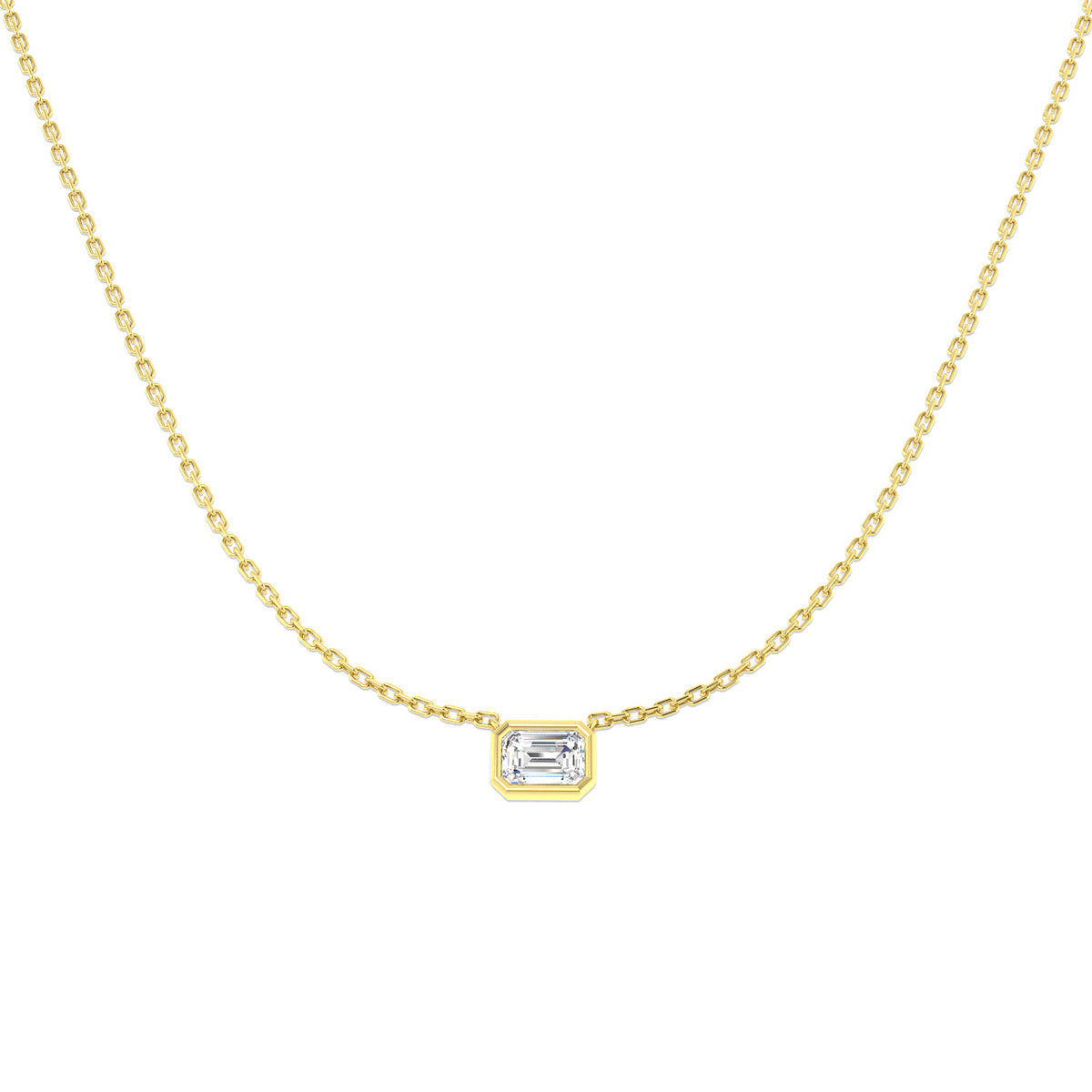 9ct Yellow Gold Emerald Cut Lab Grown Diamond Necklace 1