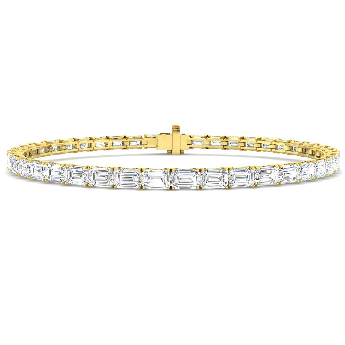 9ct Yellow Gold Emerald Cut Lab Grown Diamond Bracelet 1