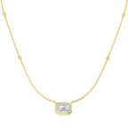 9ct Yellow Gold Emerald Cut Lab Grown Diamond Necklace 1