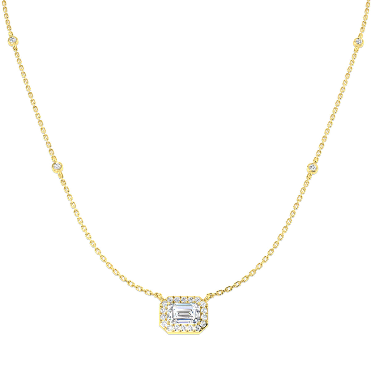 9ct Yellow Gold Emerald Cut Lab Grown Diamond Necklace 1