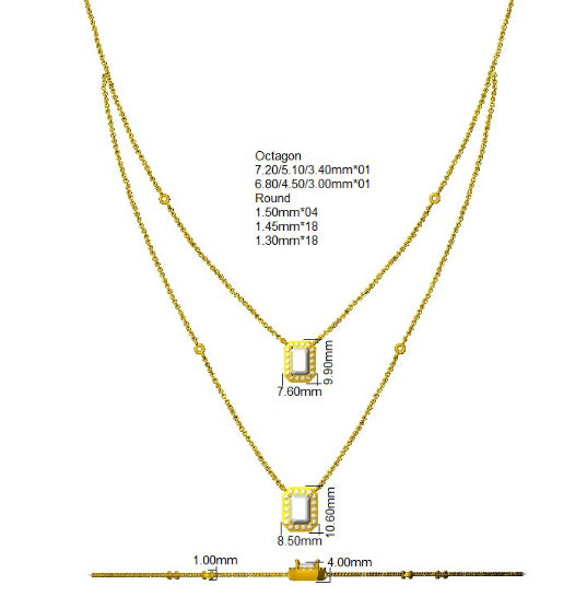 9ct White Gold Emerald Cut Lab Grown Diamond Necklace 2