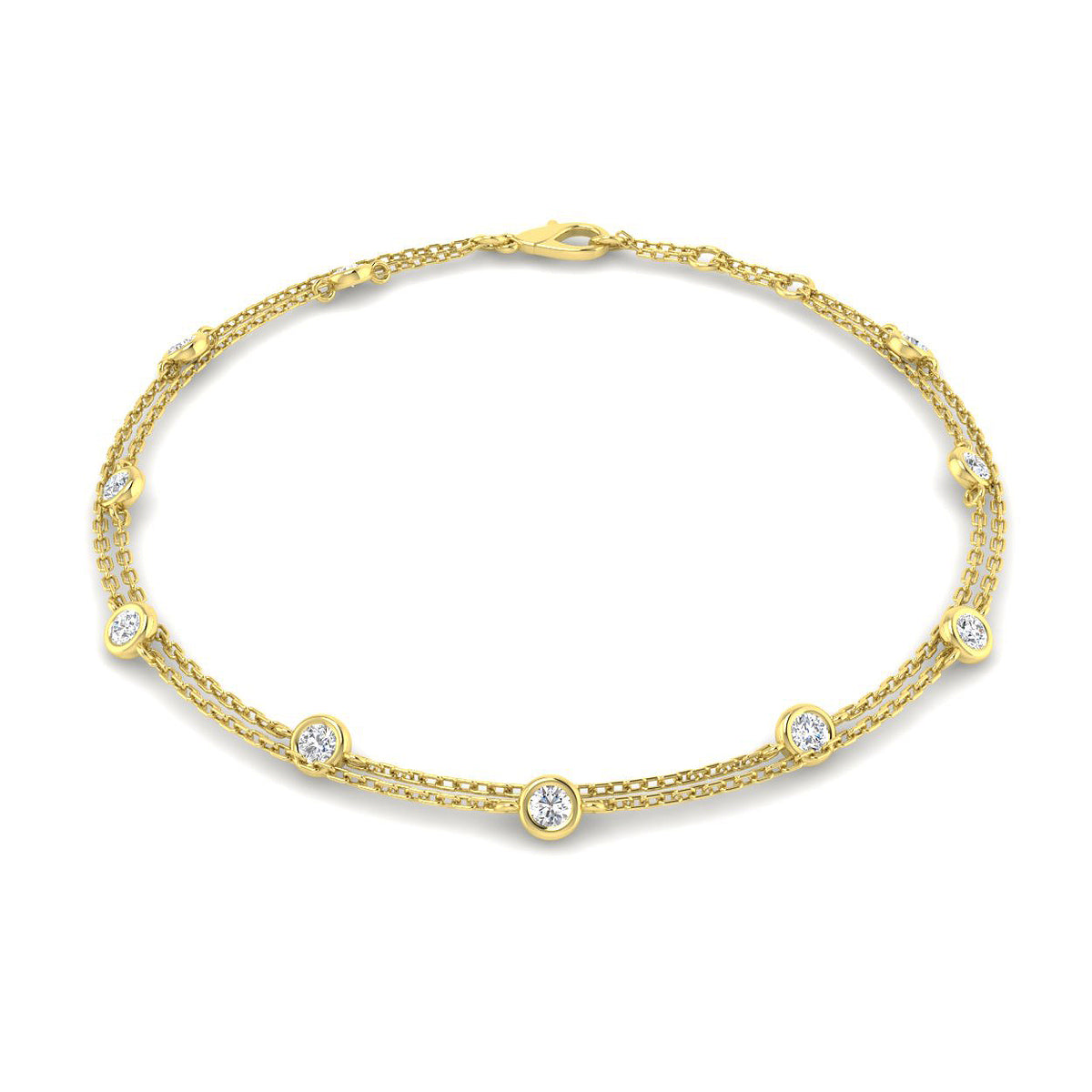 9ct Yellow Gold Round Lab Grown Diamond Bracelet 1