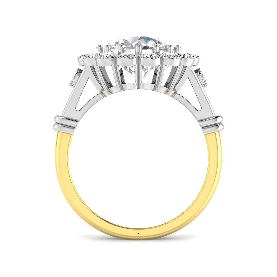 9ct Two Tone Round Cvd Old Cut Ring 2