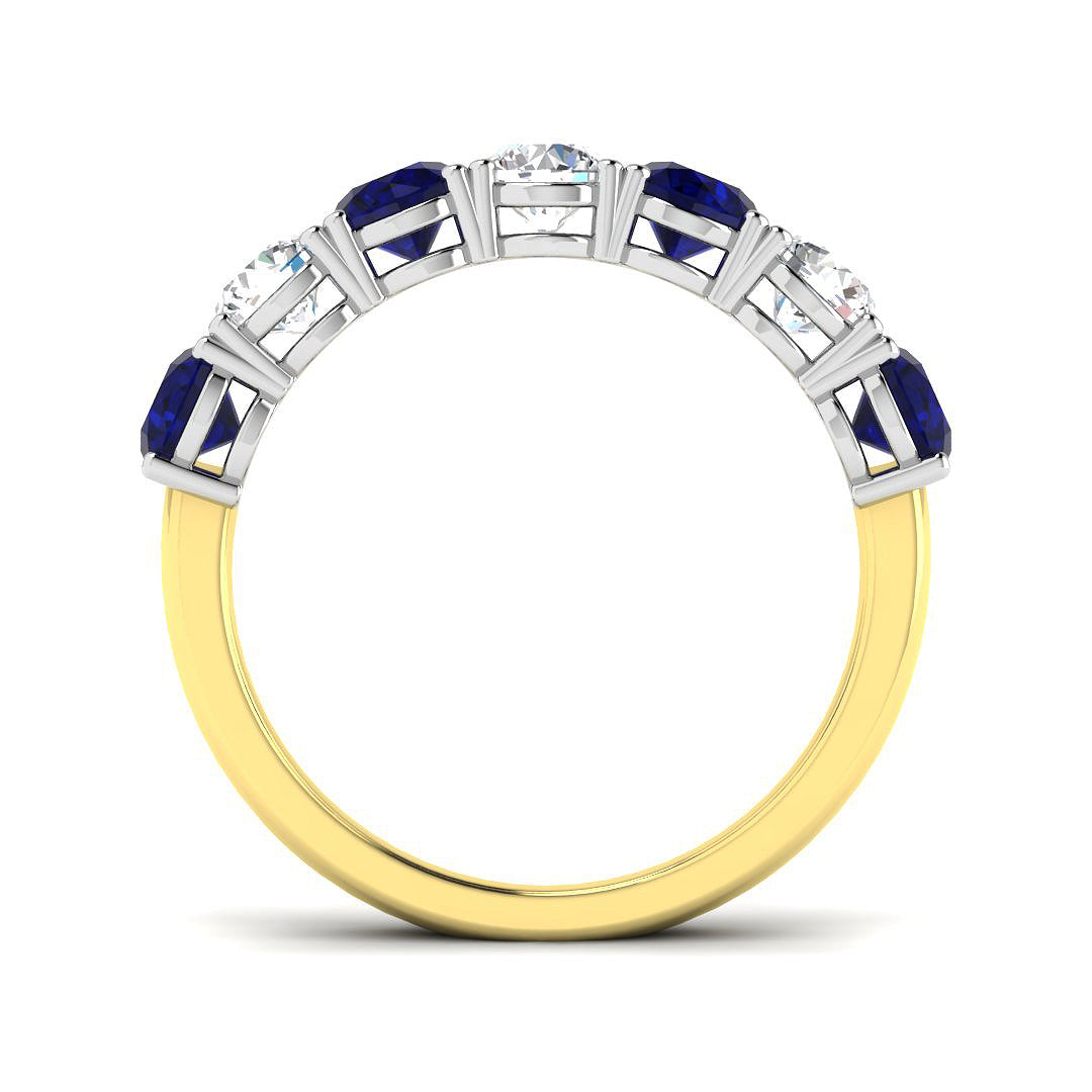 18ct Two Tone Round Blue Sapphire and Diamond Ring 2