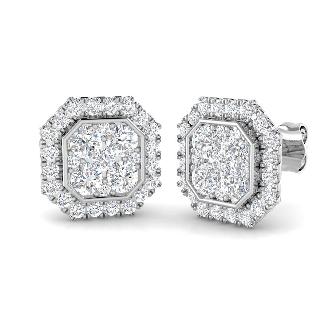 9ct White Gold Round Lab Grown Diamond Earrings 1