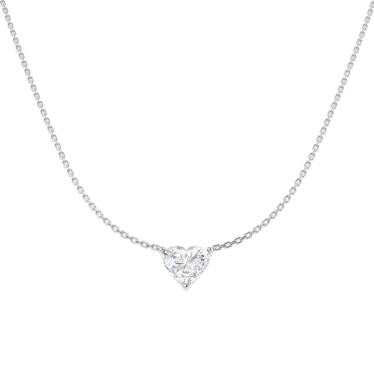 9ct White Gold Heart Lab Grown Diamond Necklace 1