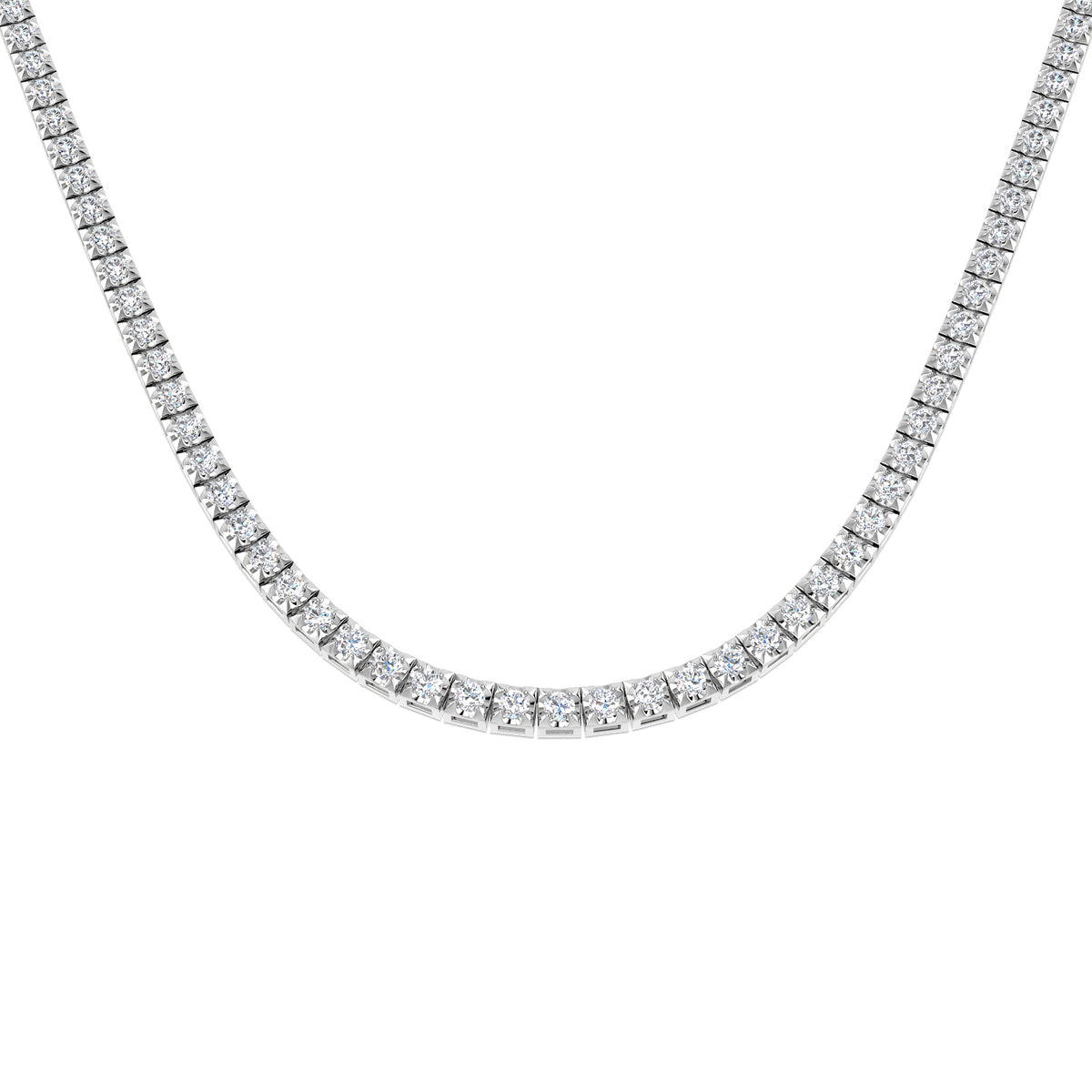 9ct White Gold Round Lab Grown Diamond Necklace 1