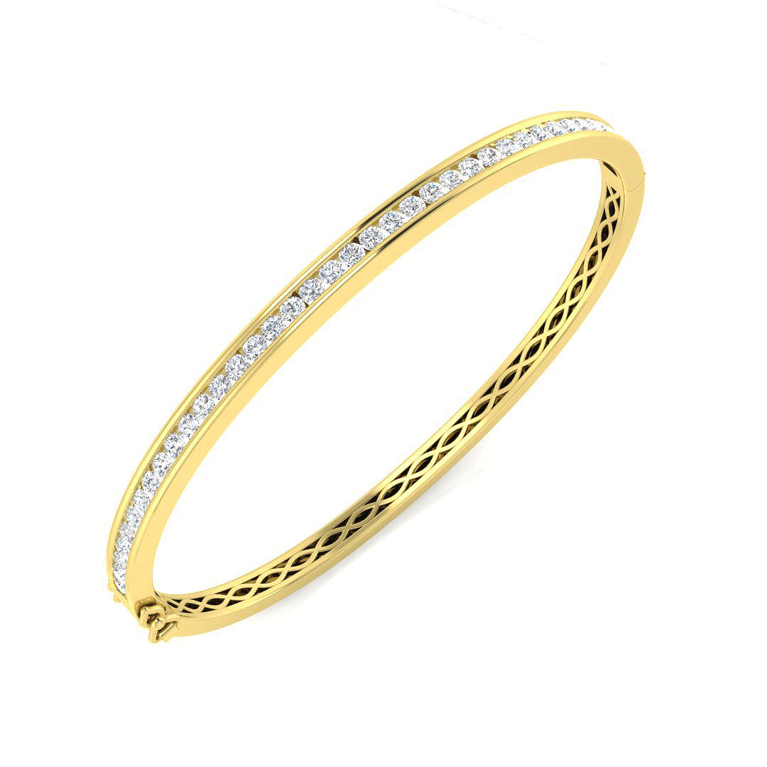 9ct Yellow Gold Round Lab Grown Diamond Bangle 1