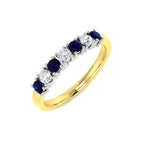 9ct Yellow Gold Round Blue Sapphire and Diamond Ring 1