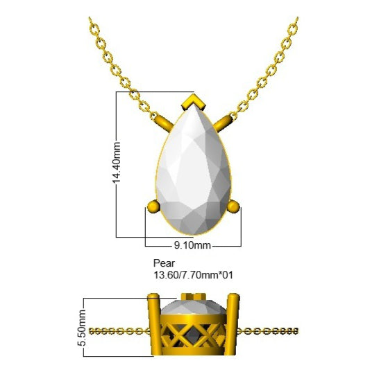9ct Yellow Gold Pear Lab Grown Diamond Necklace 2