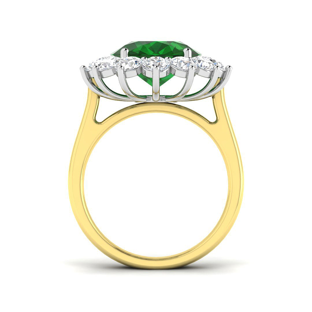18ct Two Tone Oval Emerald and Diamond Ring 2