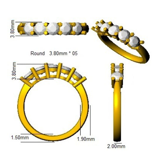 18ct Yellow Gold Round Lab Grown Diamond Ring 3