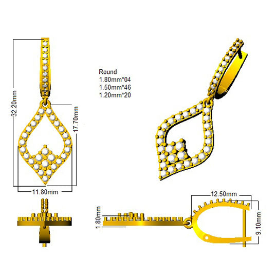 9ct Yellow Gold Round Lab Grown Diamond Earrings 2
