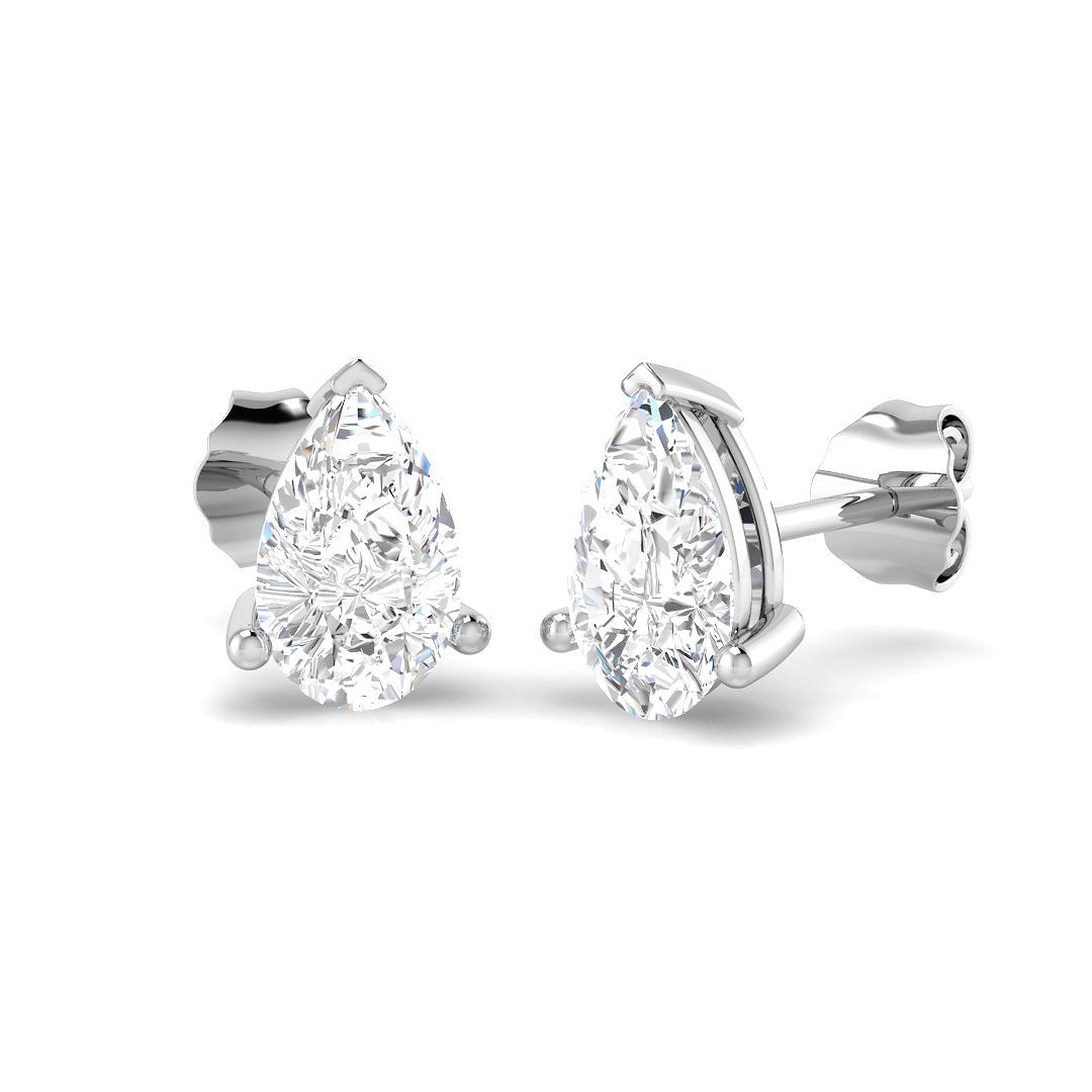 9ct White Gold Pear Lab Grown Diamond Earrings 1