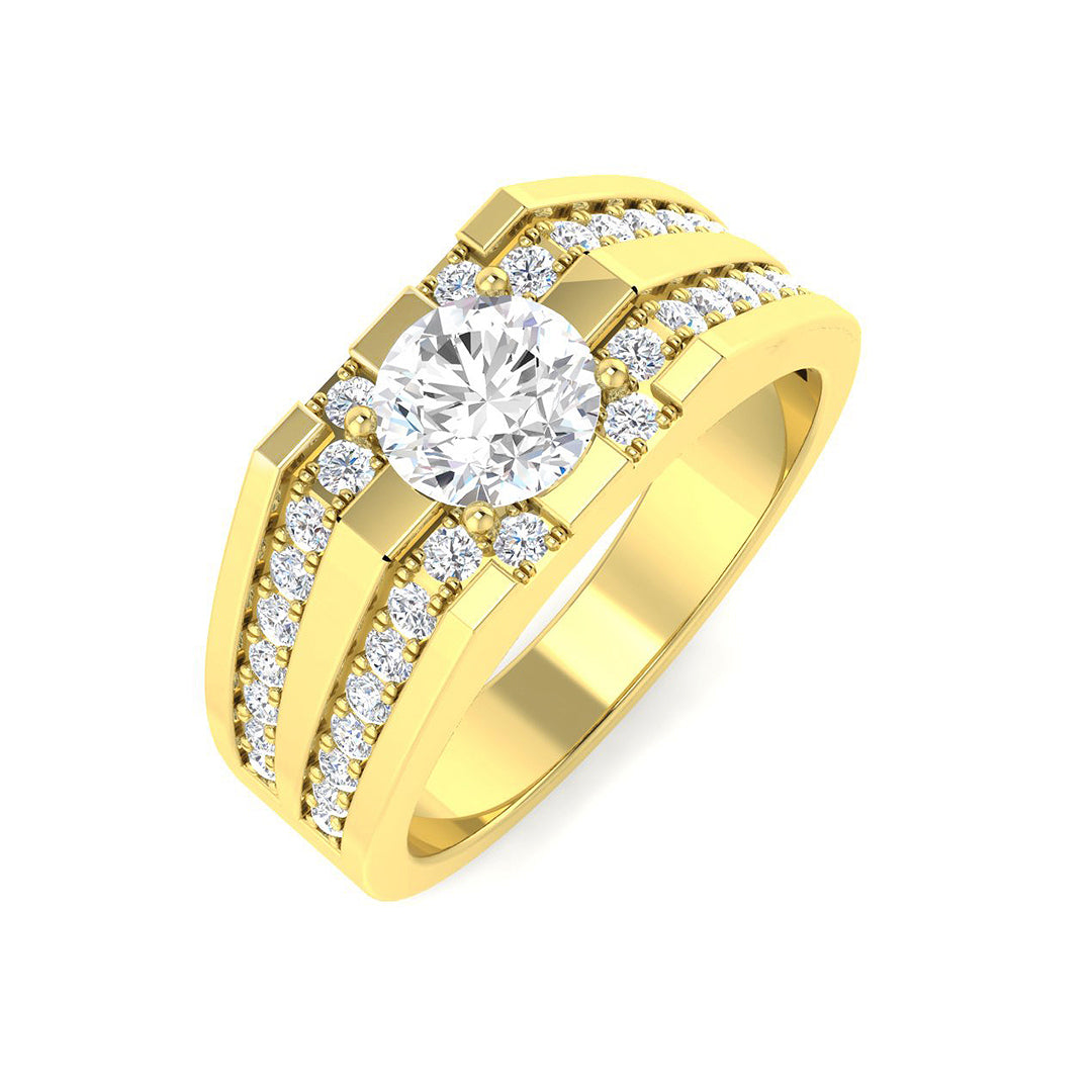 9ct Yellow Gold Round Lab Grown Diamond Ring 1