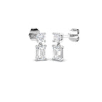 9ct White Gold Emerald Cut Lab Grown Diamond Earrings 1