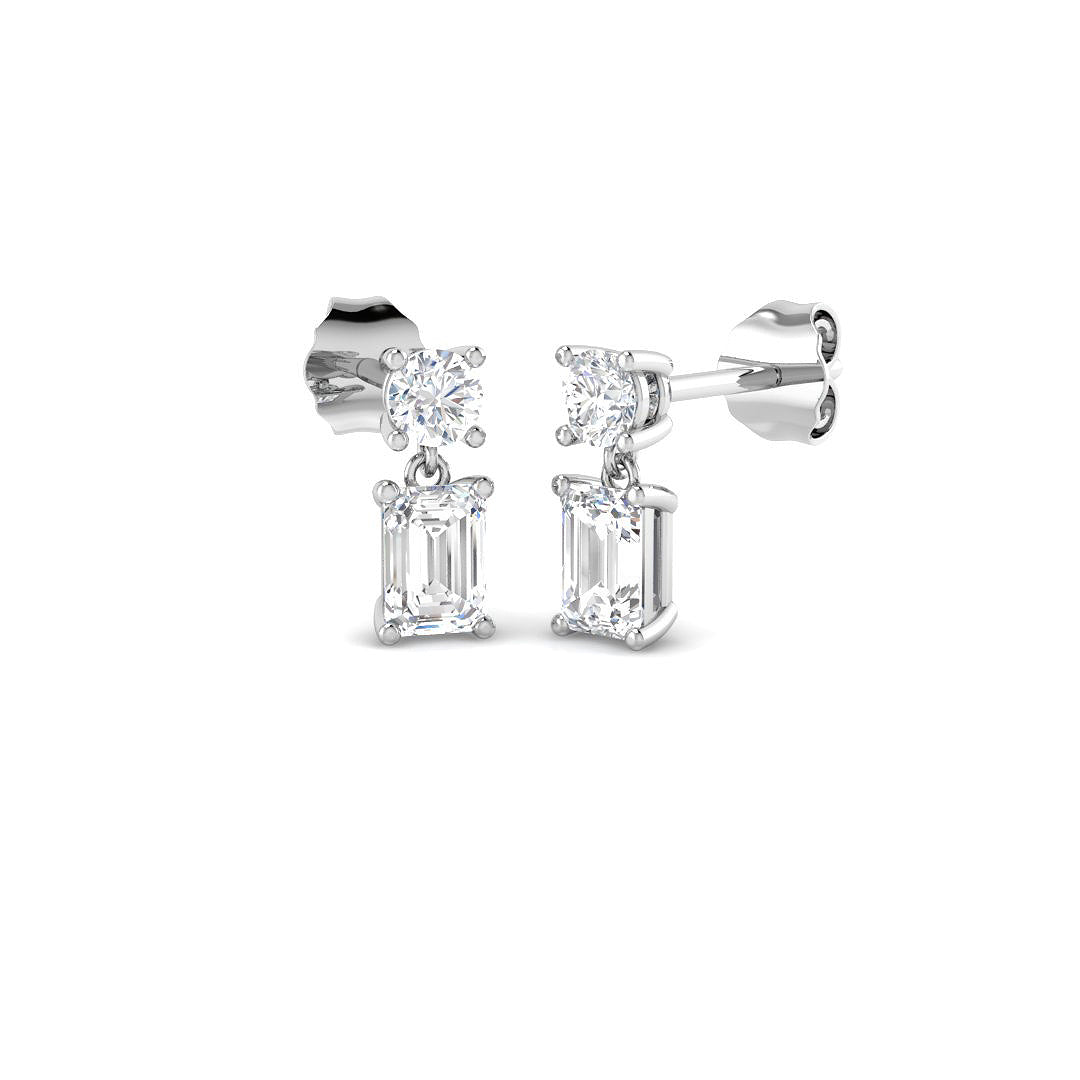 9ct White Gold Emerald Cut Lab Grown Diamond Earrings 1