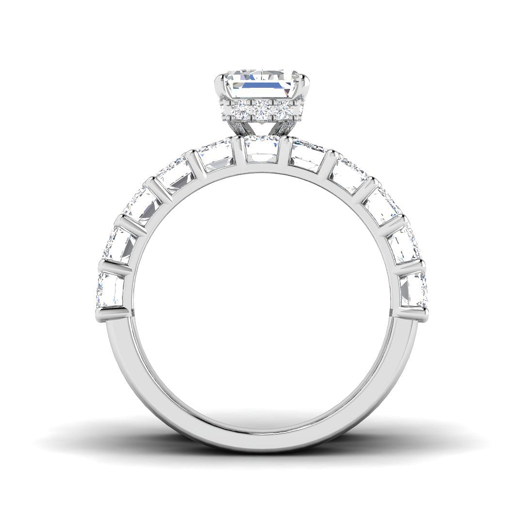 9ct White Gold Emerald Cut Lab Grown Diamond Ring 2