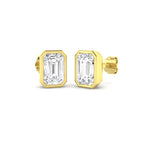 9ct Yellow Gold Emerald Cut Lab Grown Diamond Earrings 1