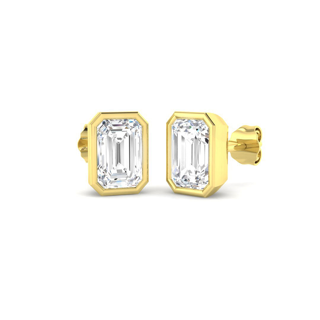 9ct Yellow Gold Emerald Cut Lab Grown Diamond Earrings 1