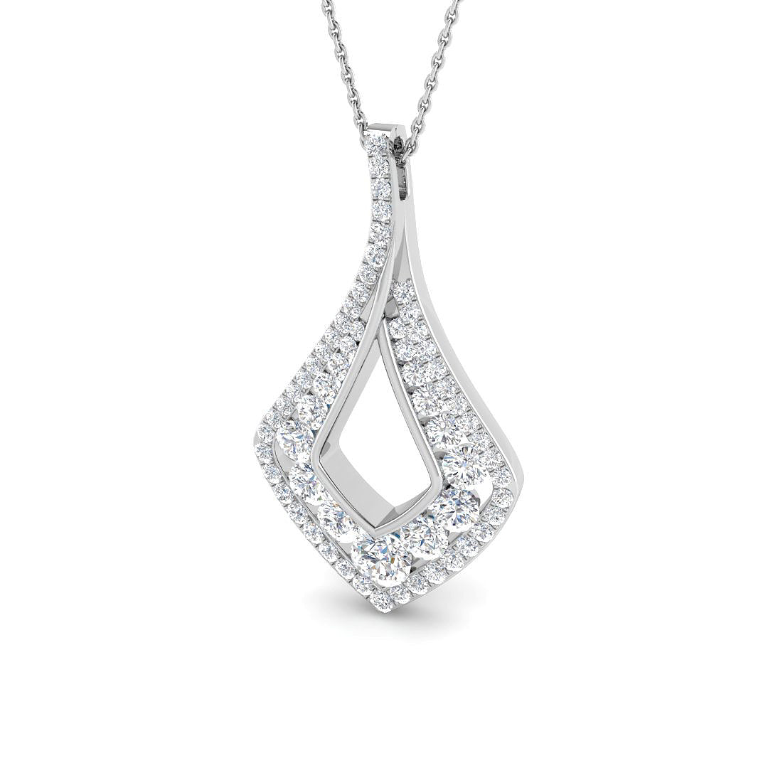 9ct White Gold Round Lab Grown Diamond Pendant 1