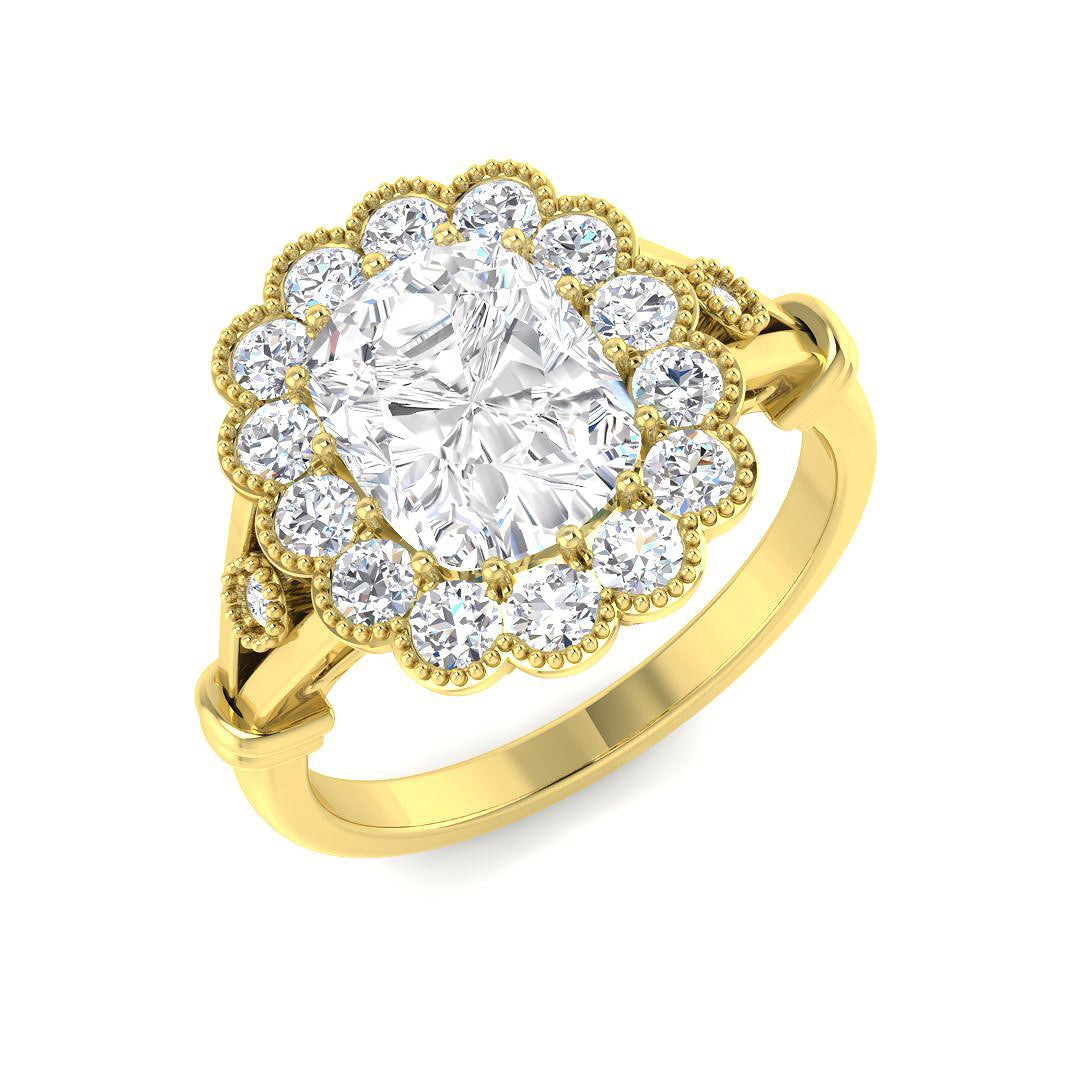 9ct Yellow Gold Cushion Cvd Old Cut Ring 1