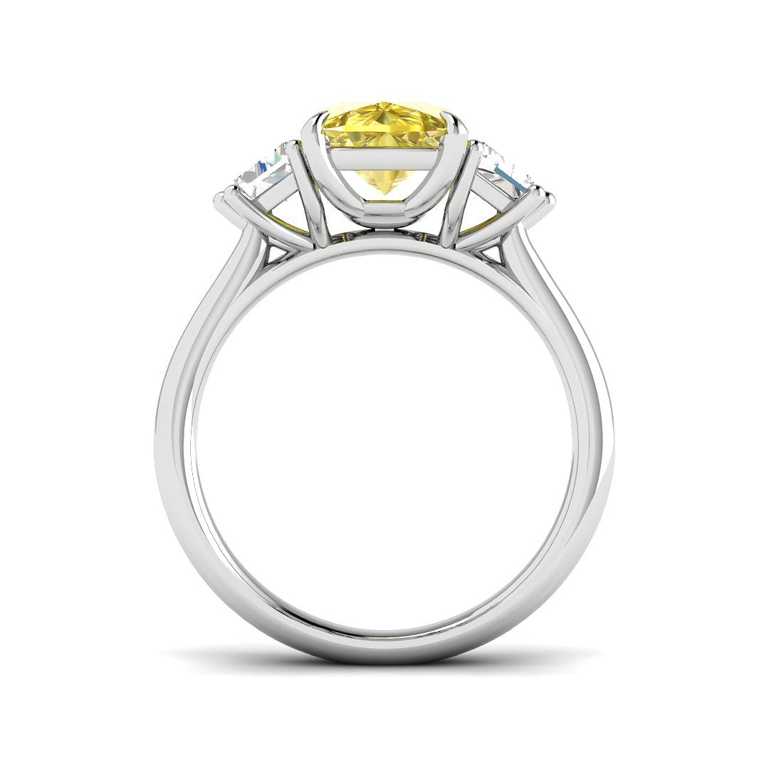 Platinum Cadillac and Cushion Lab Grown Diamond and Lab Yellow Diamond Ring 2