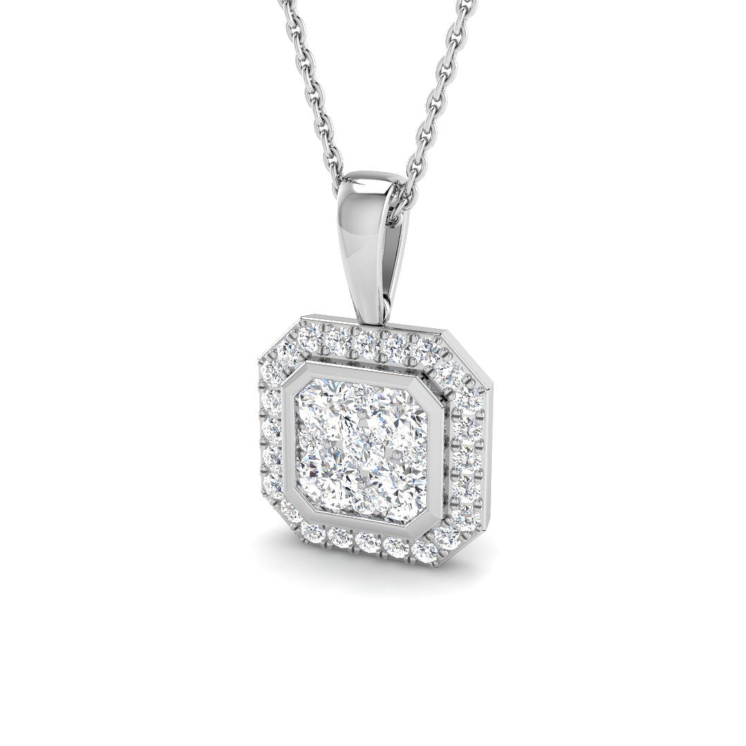 9ct White Gold Round Lab Grown Diamond Pendant 1