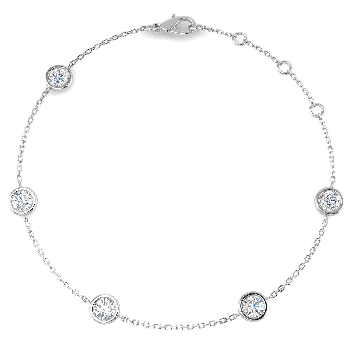 9ct White Gold Round Lab Grown Diamond Bracelet 1