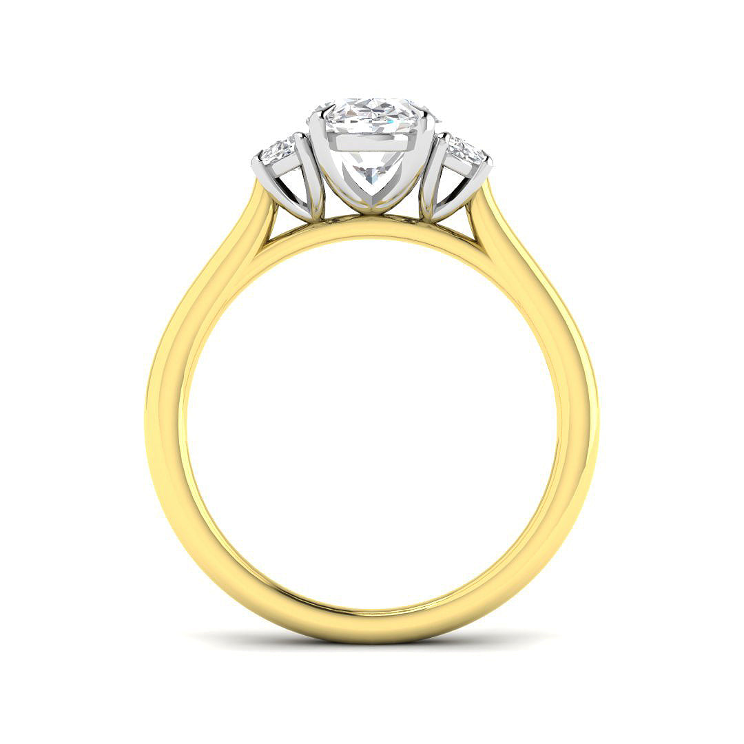 9ct Two Tone MoonCut and Oval Lab Grown Diamond Ring 2
