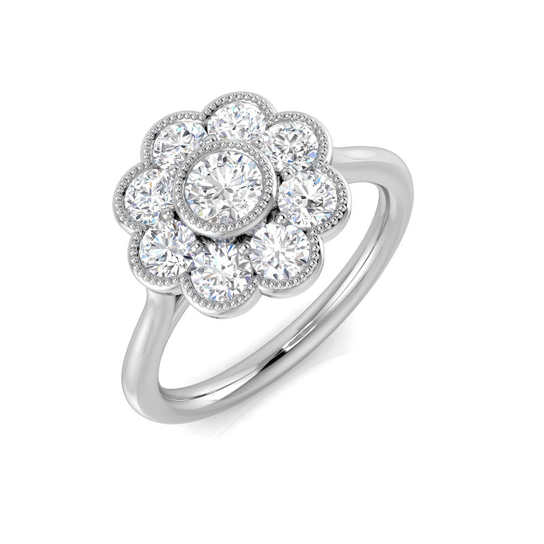 9ct White Gold Round Lab Grown Diamond Ring 1