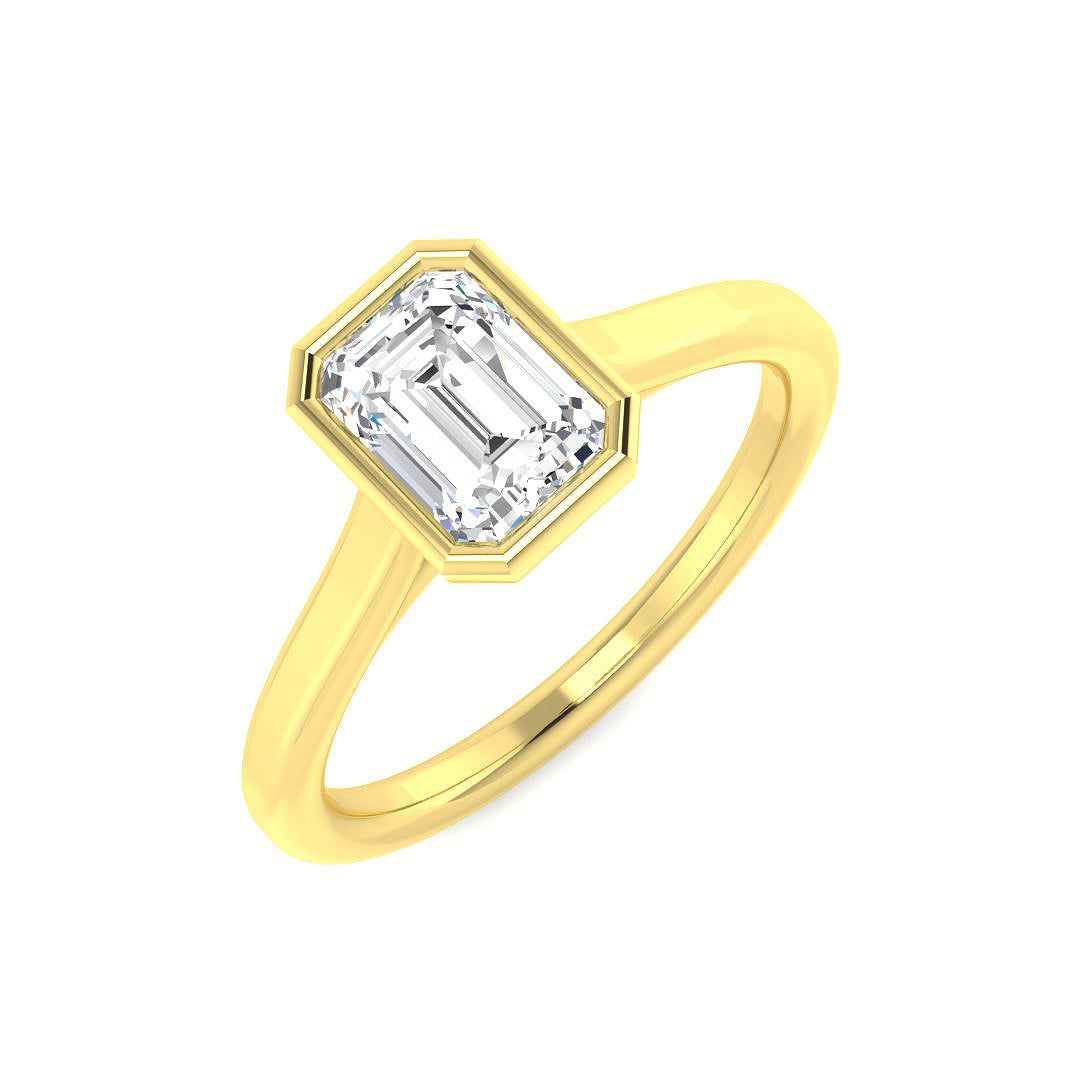 9ct Yellow Gold Emerald Cut Lab Grown Diamond Ring 1