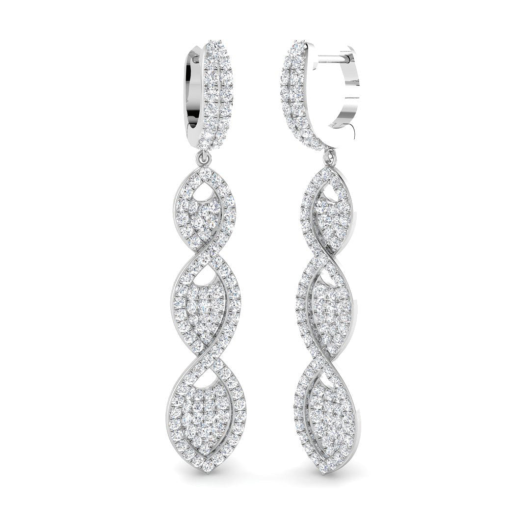 9ct White Gold Round Lab Grown Diamond Earrings 1