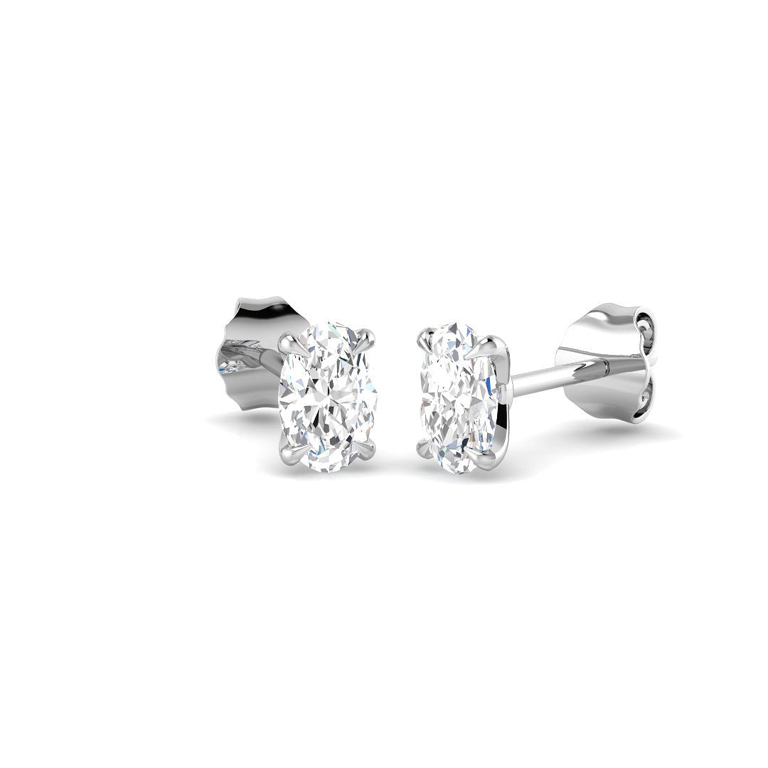 9ct White Gold Oval Lab Grown Diamond Earrings 1