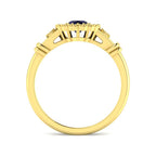 9ct Yellow Gold Oval Blue Sapphire and Diamond Ring 2