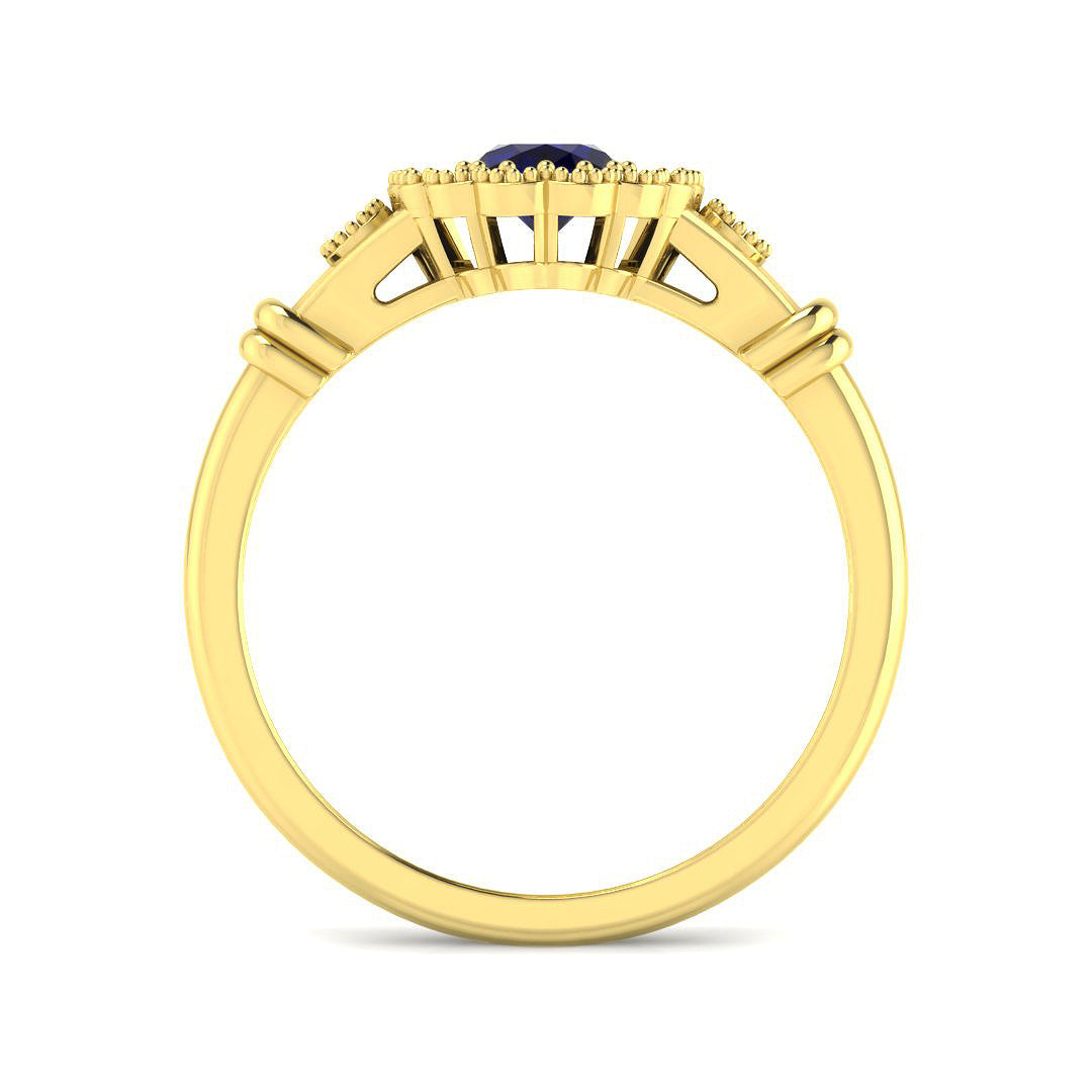 9ct Yellow Gold Oval Blue Sapphire and Diamond Ring 2