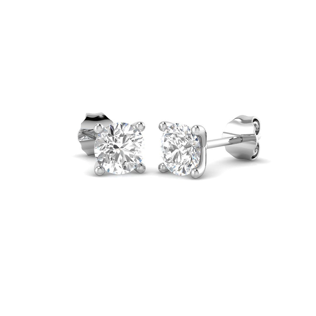 18ct White Gold Round Lab Grown Diamond Earrings 1