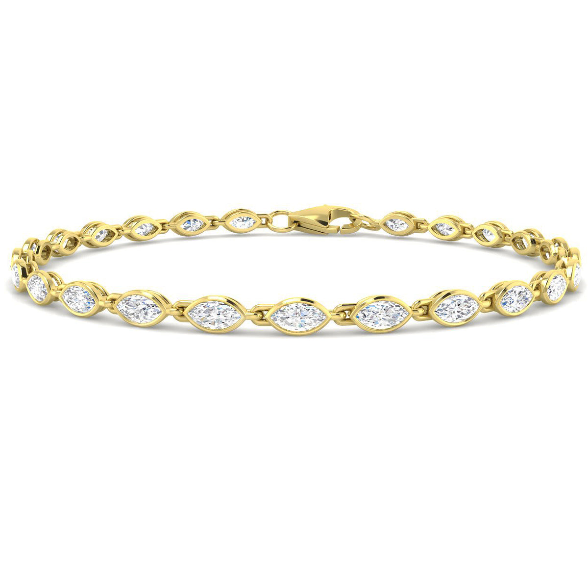 9ct Yellow Gold Marquise Lab Grown Diamond Bracelet 1