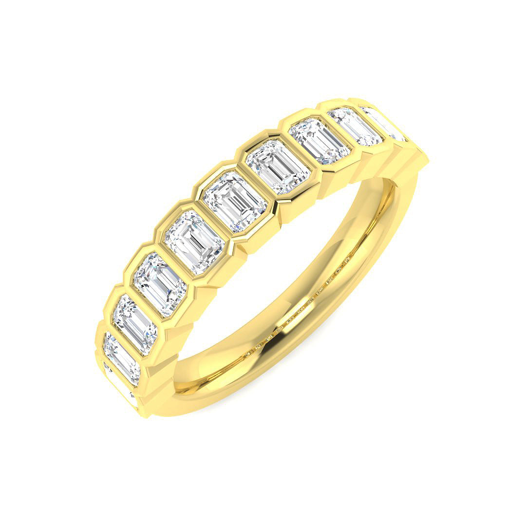 9ct Yellow Gold Emerald Cut Lab Grown Diamond Ring 1