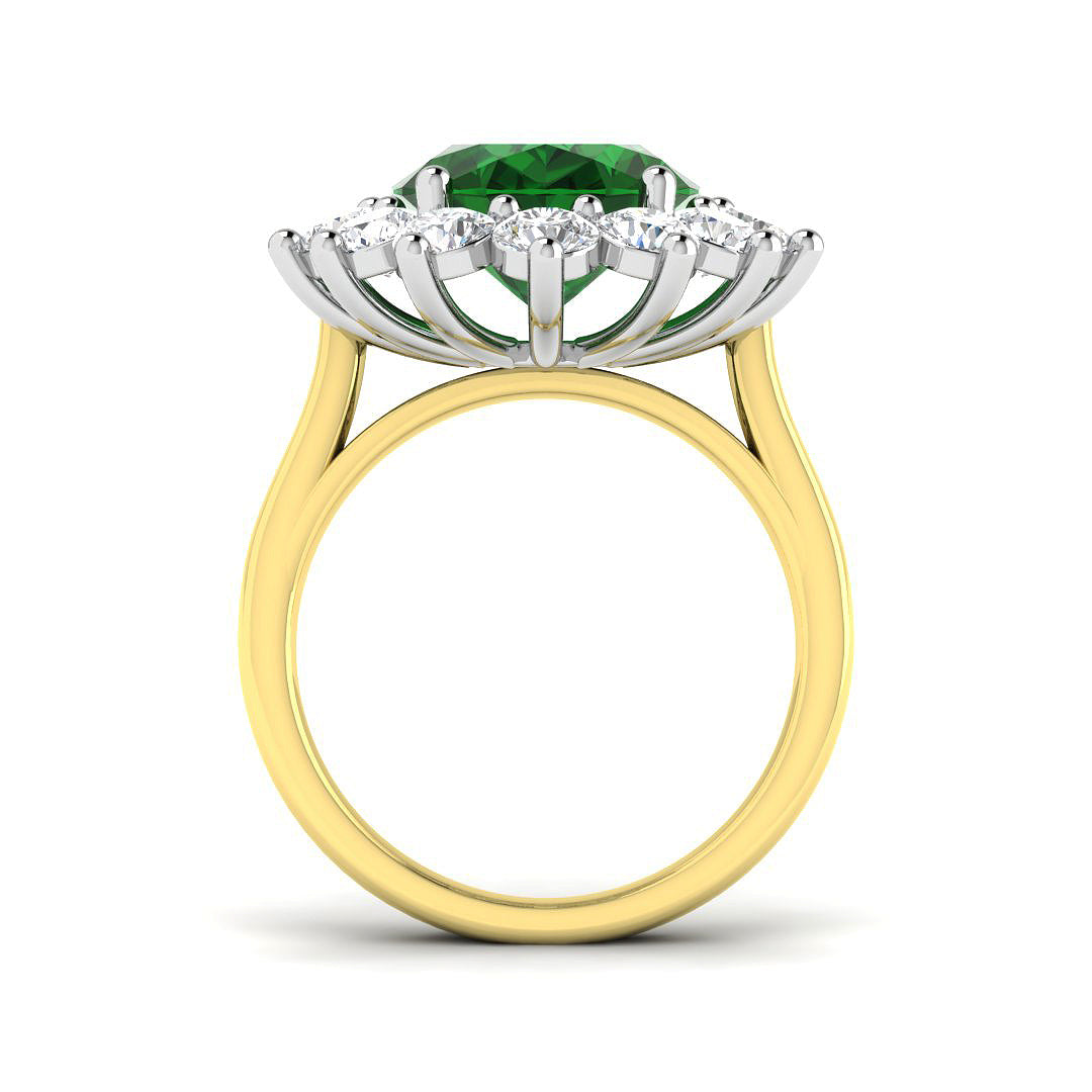 9ct Two Tone Oval Emerald and Diamond Ring 2