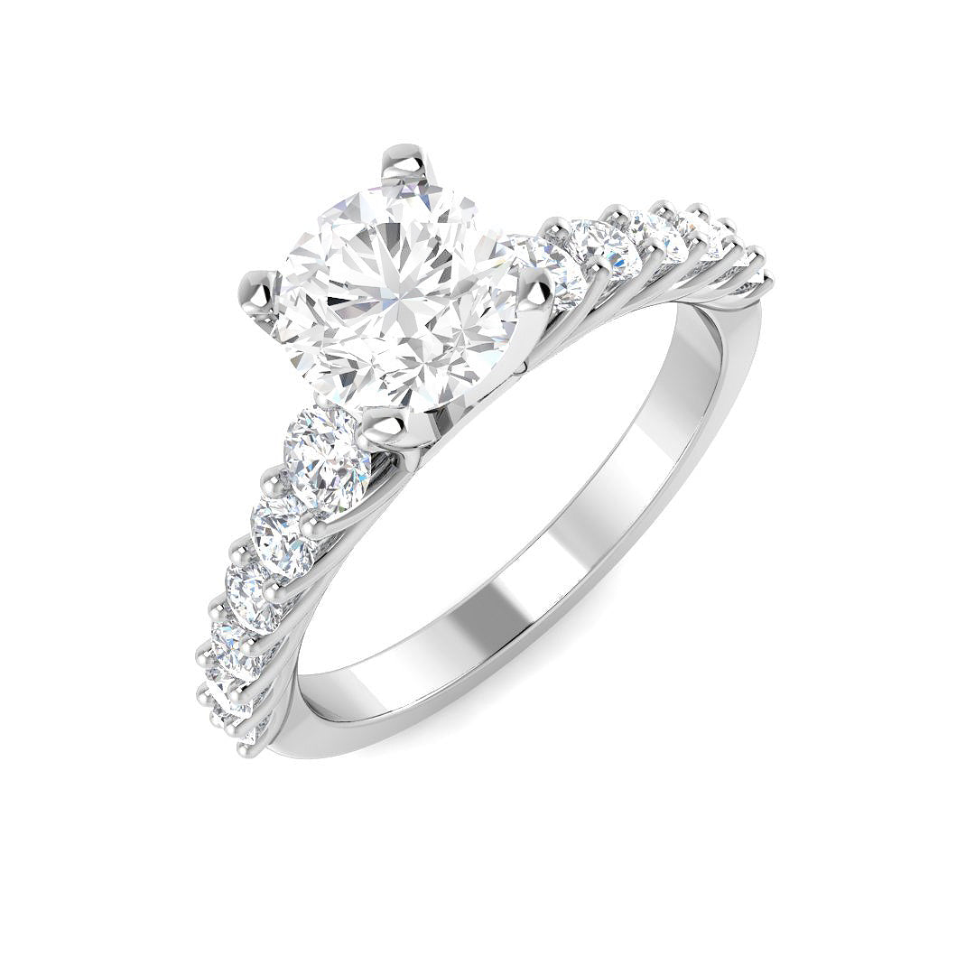 9ct White Gold Round Lab Grown Diamond Ring 1