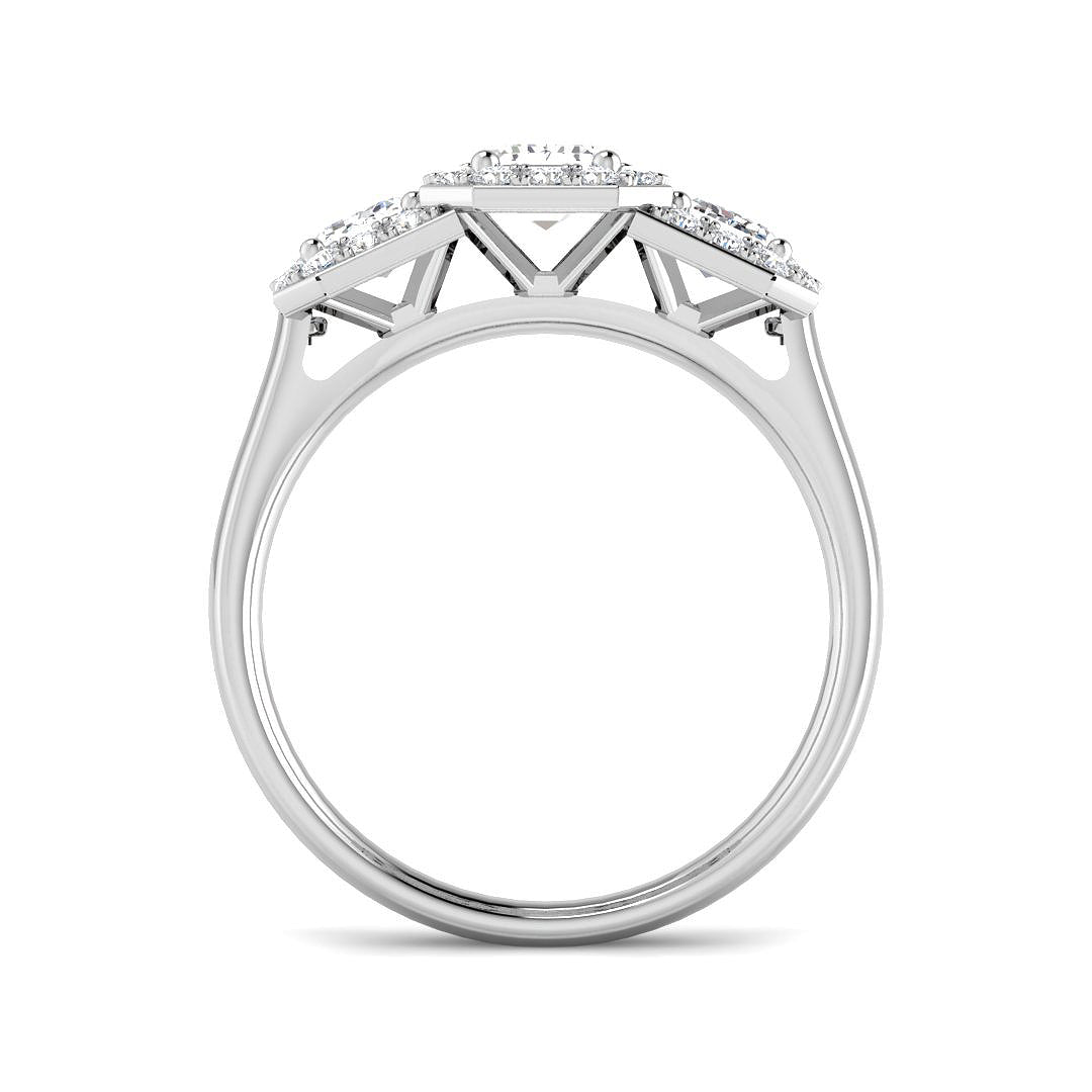 9ct White Gold Emerald Cut Lab Grown Diamond Ring 2