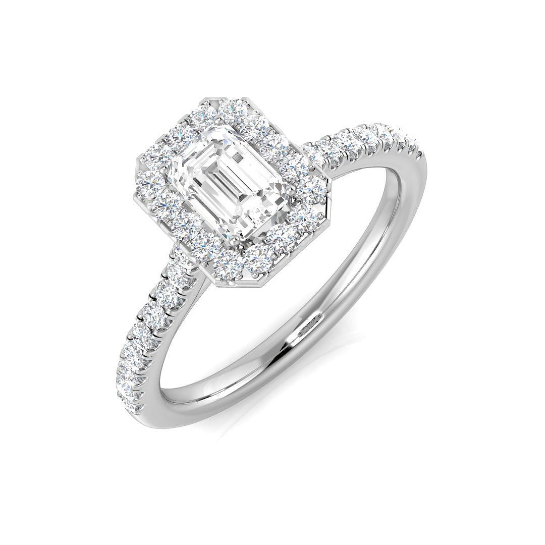 9ct White Gold Emerald Cut Lab Grown Diamond Ring 1