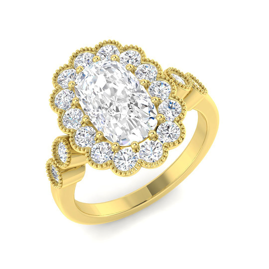 9ct Yellow Gold Cushion Cvd Old Cut Ring 1