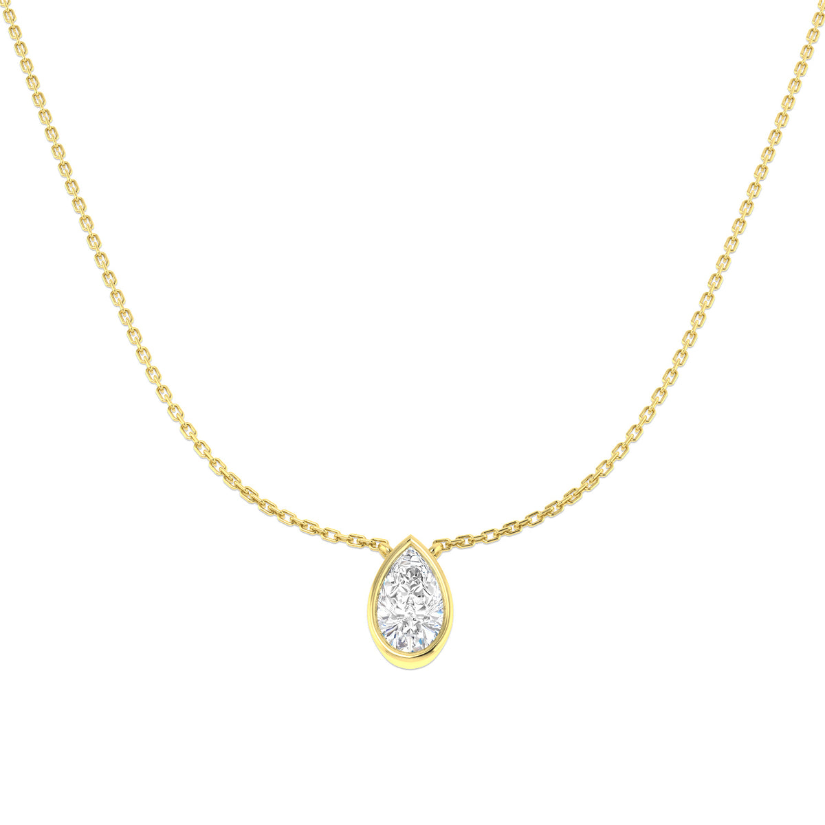 9ct Yellow Gold Pear Lab Grown Diamond Necklace 1